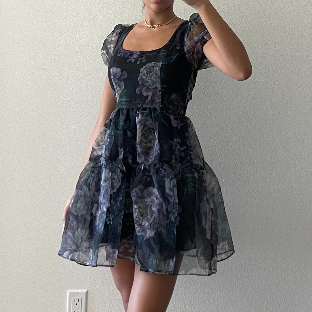 Black Floral Whimsical Dress